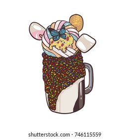 Milk cocktail, drink, vector illustration 