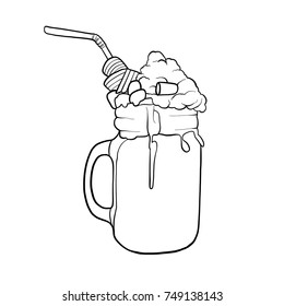 Milk cocktail, drink, vector illustration  