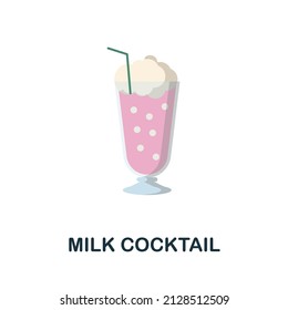Milk Cocktail flat icon. Colored element sign from drinks collection. Flat Milk Cocktail icon sign for web design, infographics and more.