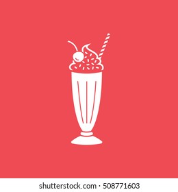 Milk Cocktail Flat Icon On Red Background