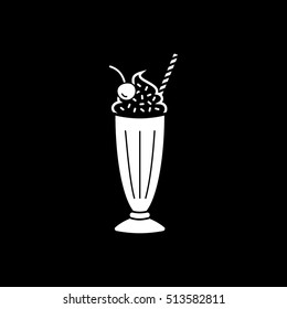 Milk Cocktail Flat Icon On Black Background