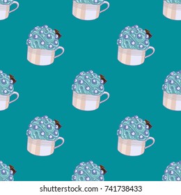 Milk cocktail, pattern, vector illustration 