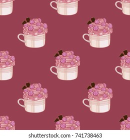 Milk cocktail, pattern, vector illustration 