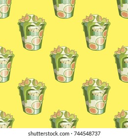 Milk cocktail, pattern, vector illustration 