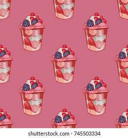 Milk cocktail, pattern, vector illustration 