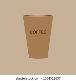 Milk coffee in container on the light brown background