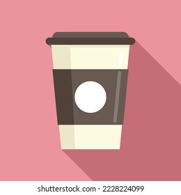 Milk coffee cup icon flat vector. Morning bean. Mug drink