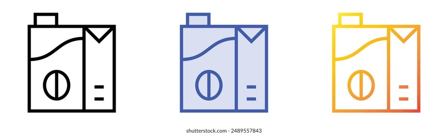 icono de café con leche. Diseño de estilo de relleno lineal, azul y degradado aislado sobre fondo blanco
