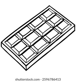 milk or compound chocolate bar or call tablet line outline doodle hand drawn. Human-made. Not generated by AI.