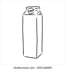 milk container or box packaging. vector hand drawn sketch illustration