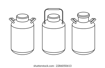 Milchcontainer können Vektorgrafik-Vektorgrafik Symbol. Handgezeichnete Punktlinienkontur, einzeln auf weißem Hintergrund.