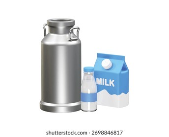 Milchbehälter und Verpackung Symbol 3D-Rendering-Illustration
