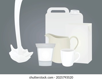 Milk containers set. vector illustration