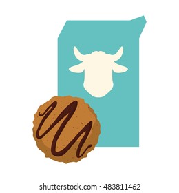 Milk and coockie icon. Bakery food and shop theme. Isolated design. Vector illustration