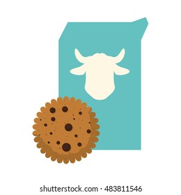 Milk and coockie icon. Bakery food and shop theme. Isolated design. Vector illustration