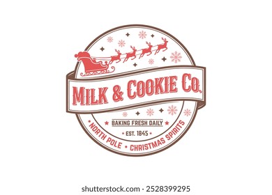 Milk and cookie co, Vintage Christmas Sign Typography Design