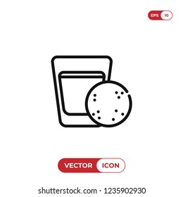 Milk and cookie vector icon