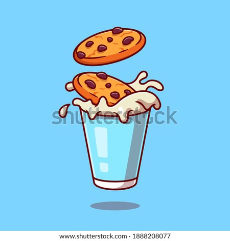 Milk And Cookies Cartoon Vector Icon Illustration. Food And Drink Icon Concept Isolated Premium Vector. Flat Cartoon Style