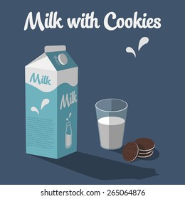 milk with cookies flat design