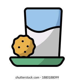 Milk and cookies in a glass Icon or Logo in Filled Outline Style, perfect for website mobile app presentation