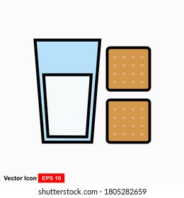 Milk and Cookies icon. Healthy breakfast. Vector illustration.