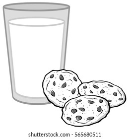 Milk and Cookies Illustration