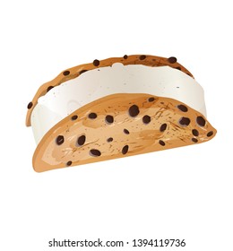 Milk and cookies illustration, chocolate chip
