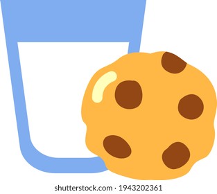 Milk and cookies, illustration, vector on a white background