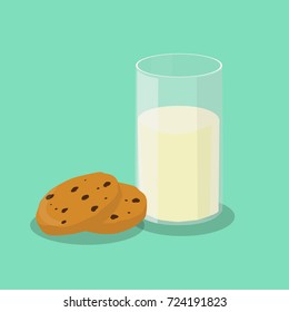 Milk with cookies. Isolated vector illustration