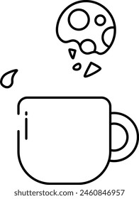 Milk and cookies outline icon vector illustration