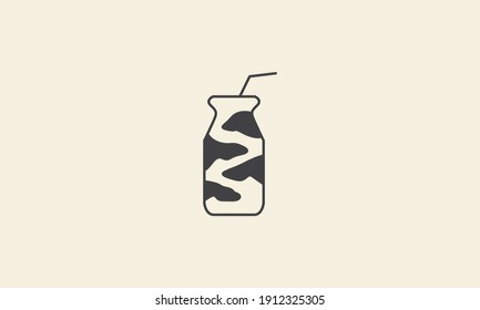 milk cow bottle unique drink logo vector icon symbol graphic design illustration