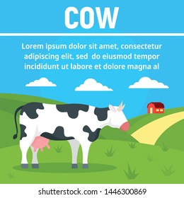 Milk cow concept banner. Flat illustration of milk cow vector concept banner for web design