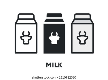 Milk Cow Container Package. Vector Flat Line Stroke Icon