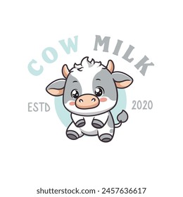 Milk cow with happy cow mascot logo