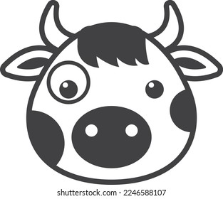 milk cow illustration in minimal style isolated on background