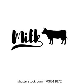Milk cow label. Vector illustration isolated on white background