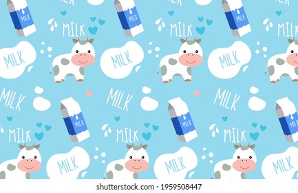 Milk cow seamless pattern. Best logo