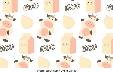 Milk cow seamless pattern. Best logo