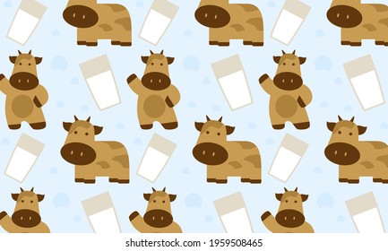 Milk cow seamless pattern. Best logo