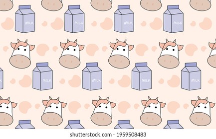 Milk cow seamless pattern. Best logo