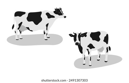 Milchkuhset Vektorillustration isoliert auf weißem Hintergrund.