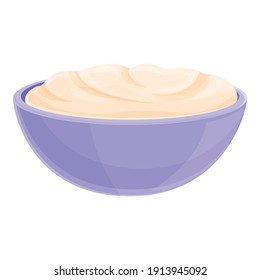 Milk cream bowl icon. Cartoon of milk cream bowl vector icon for web design isolated on white background
