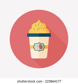 milk cream coffee flat icon with long shadow,eps10