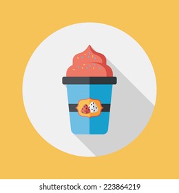 milk cream coffee flat icon with long shadow,eps10