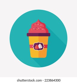 milk cream coffee flat icon with long shadow,eps10