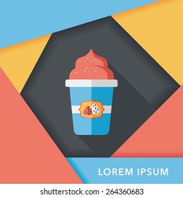 milk cream coffee flat icon with long shadow,eps10