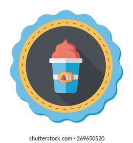 milk cream coffee flat icon with long shadow,eps10