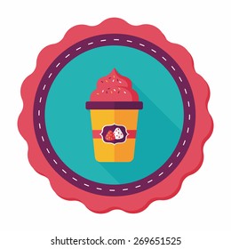milk cream coffee flat icon with long shadow,eps10