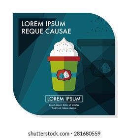 milk cream coffee flat icon with long shadow,eps10