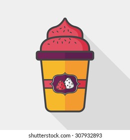 milk cream coffee flat icon with long shadow,eps10